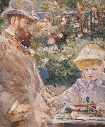 Berthe Morisot Detail of Manet and his daughter France oil painting artist
